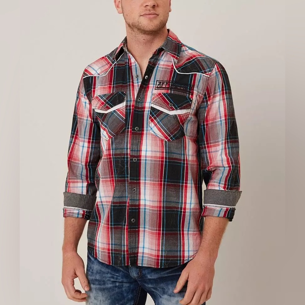 AFFLICTION Voyage Embroidered Button